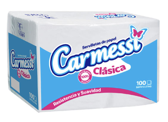 SERVILLETA CUADRADA CARMESSI, PAQ 100 UNIDADES